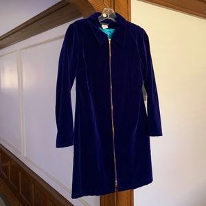 Anthropologie blue size 4 velvet lace lined jacket